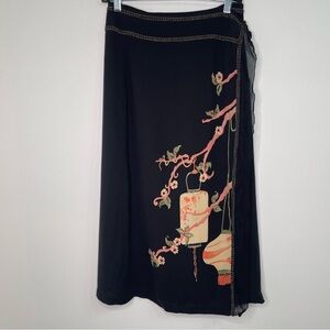 "What If" Hand-Painted Silk Wrap Skirt in Size S